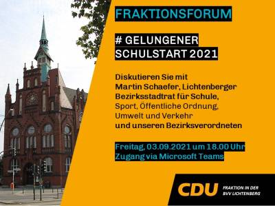 Fraktionsforum online Gelungener Schulstart am 03.09.2021
